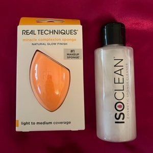 Real Techniques Miracle Complexion Sponge and ISO Clean Cosmetic Sponge Cleaner